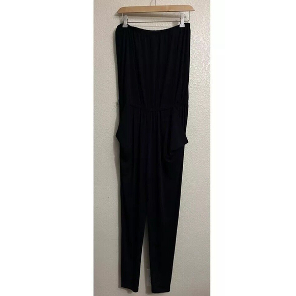MK Michael Kors Strapless Jumpsuit Black Small Elastic Waist Polyester Stretch - Picture 2 of 7